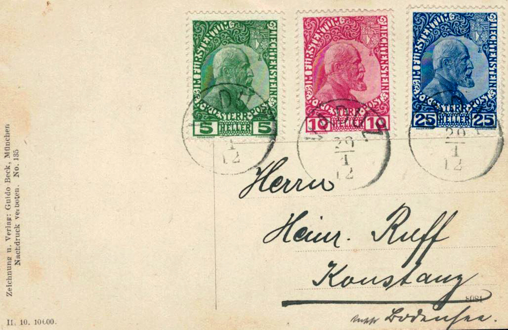 Erste Briefmarken Liechtensteins